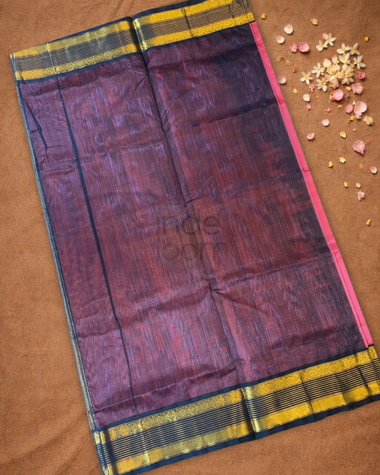 Handloom Korvai Silk Cotton Saree  |  Blush Pink
