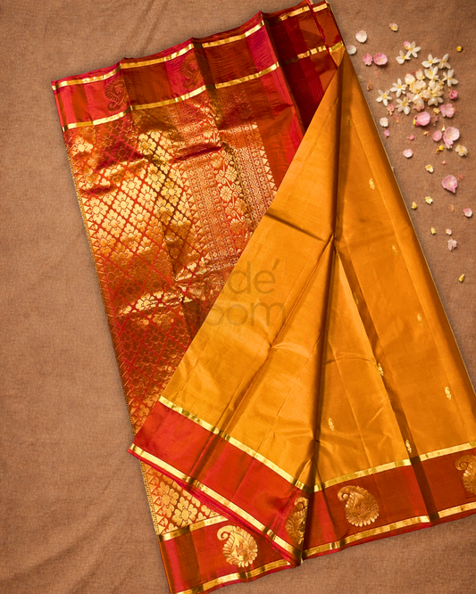 Handloom Kanjivaram Silk Saree  |  Mustard Yellow