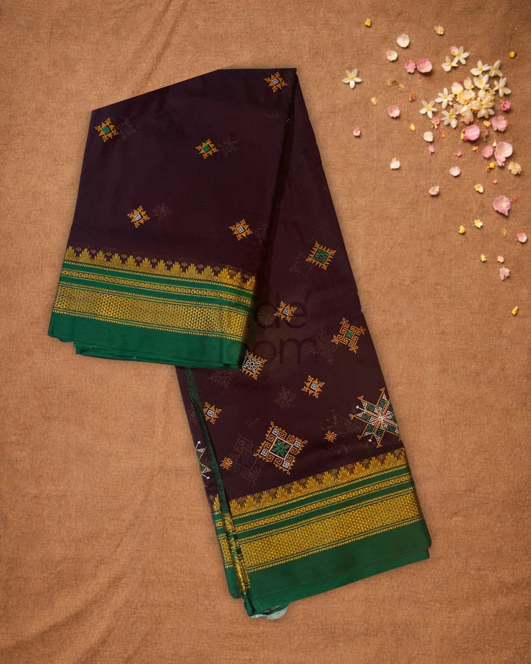 Traditional Ilkal Cotton Silk Viscose Saree  |  Espresso Brown