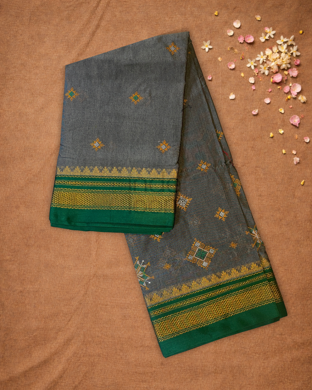 Traditional Ilkal Cotton Silk Viscose Saree  |  Deep Teal