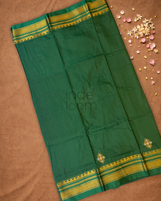 Traditional Ilkal Cotton Silk Viscose Saree  |  Deep Teal