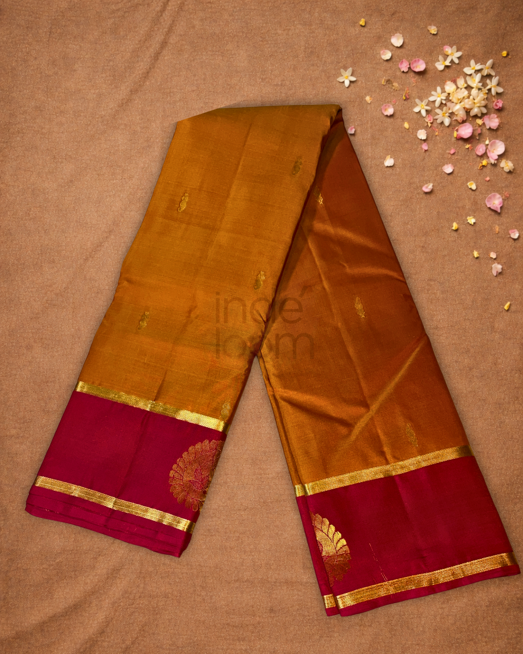 Handloom Kanjivaram Silk Saree  |  Fire Orange