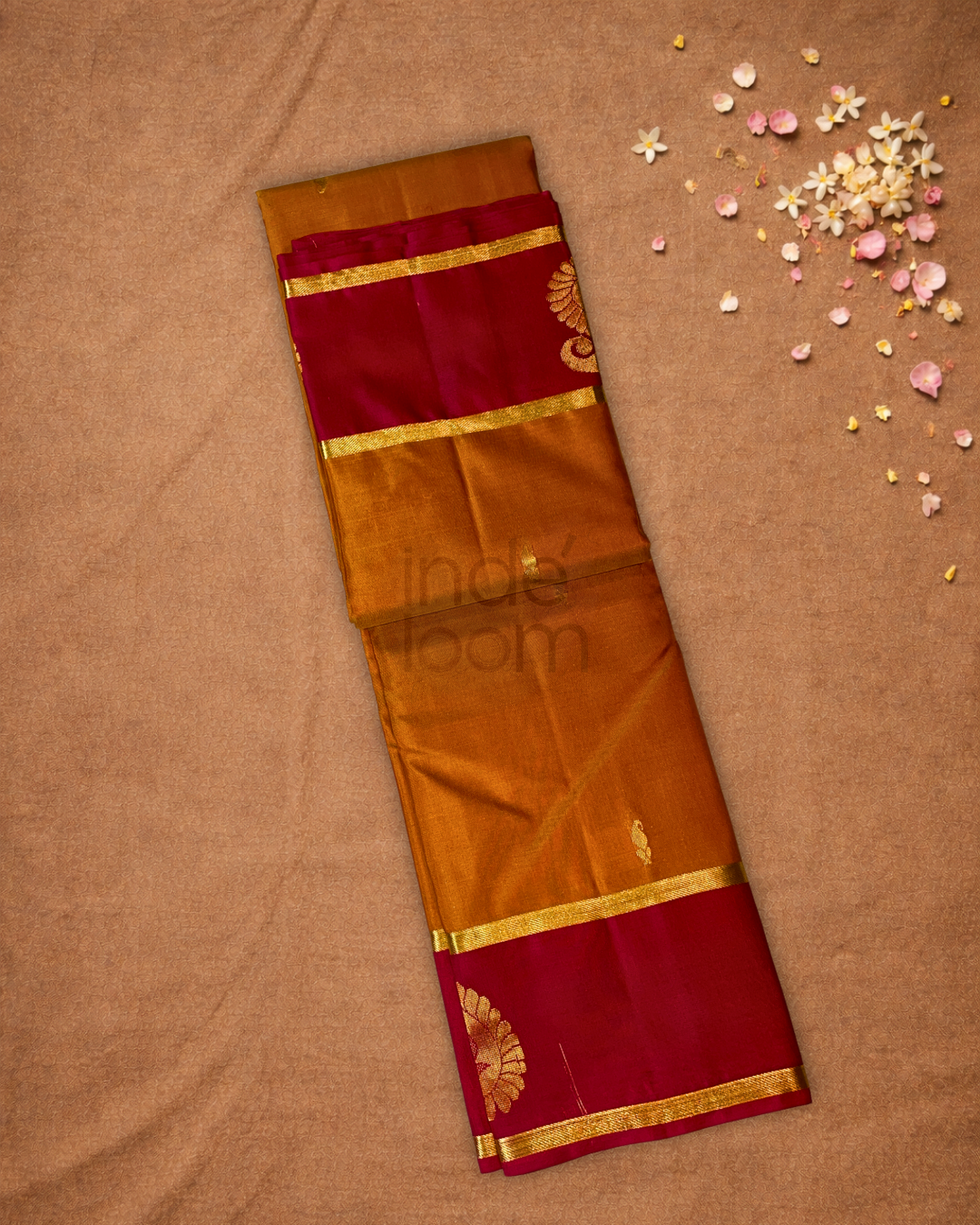 Handloom Kanjivaram Silk Saree  |  Fire Orange