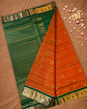Pure Handloom Korvai Saree | Pumpkin Orange