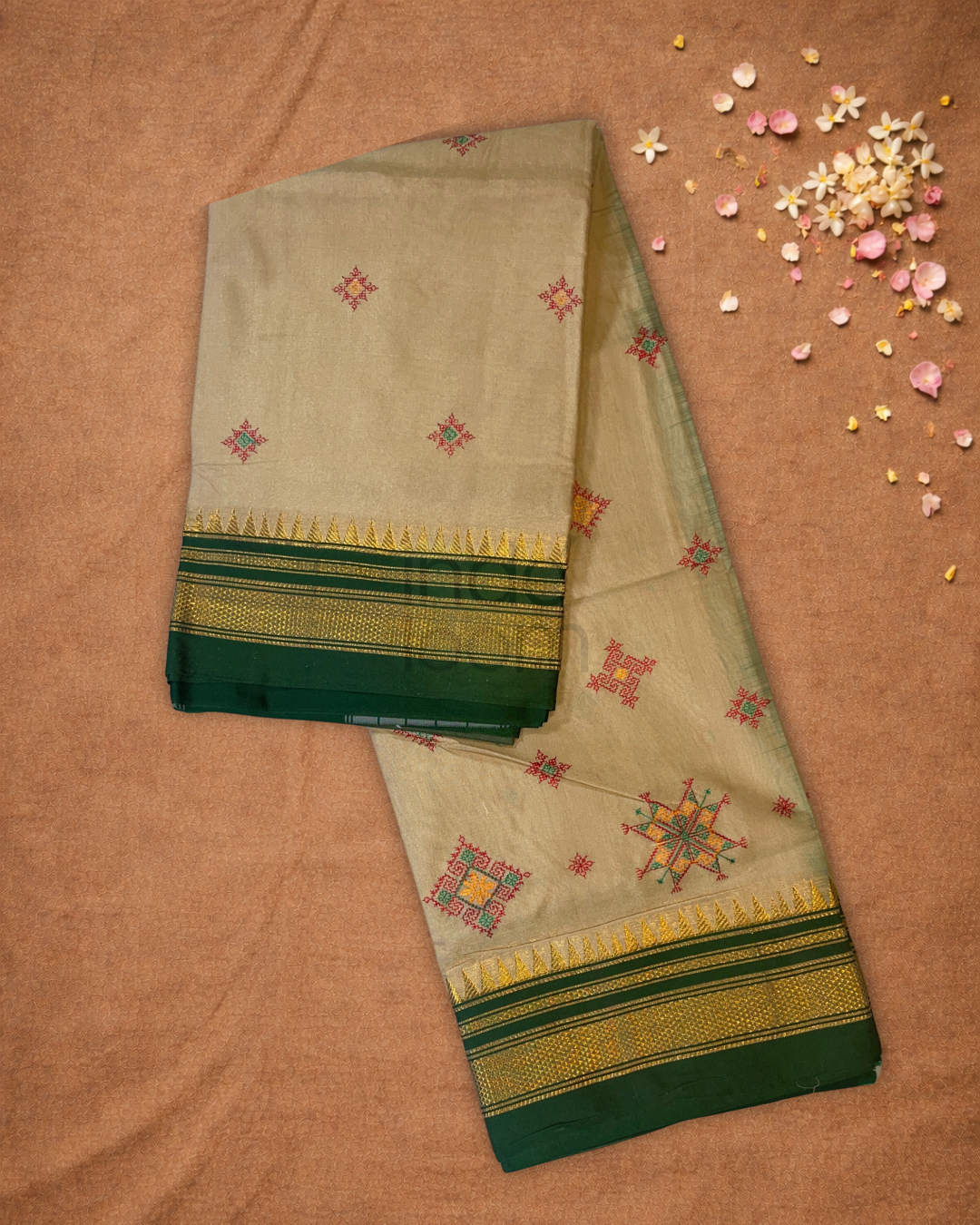 Ilkal Saree in Tan Cream