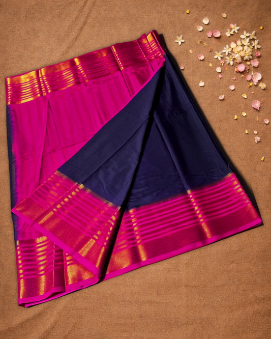 Mysore Silk Saree With Navy Blue