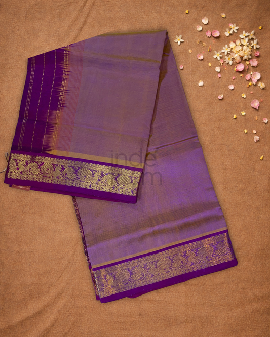 Pure Handloom Korvai Saree | Plum Purple