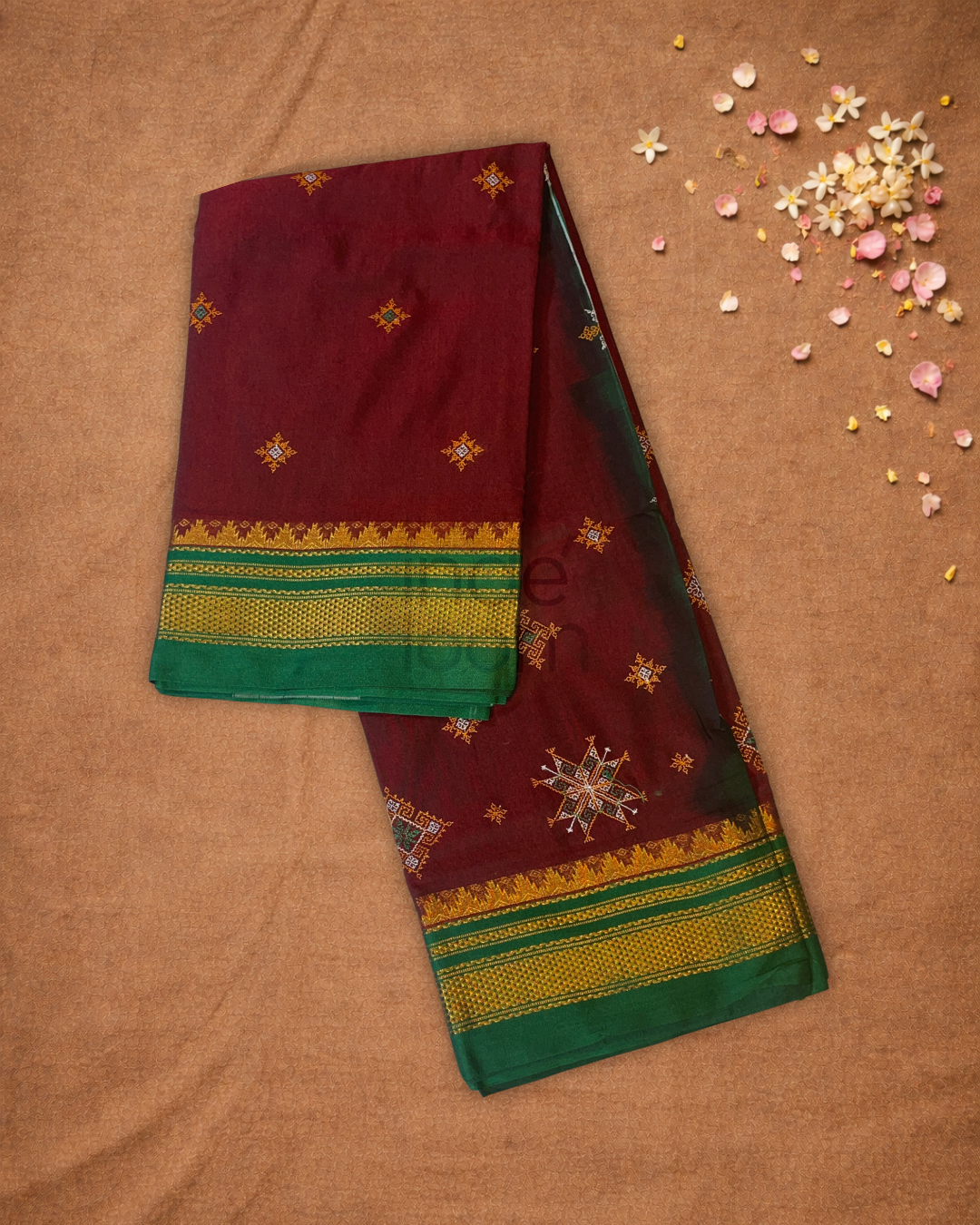 Traditional Ilkal Cotton Silk Viscose Saree  |  Wine Red