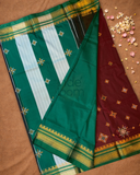 Traditional Ilkal Cotton Silk Viscose Saree  |  Wine Red
