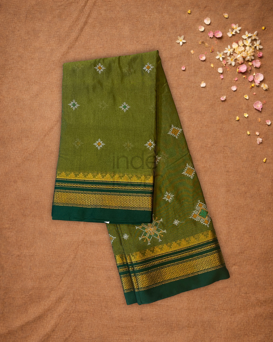 Ilkal Saree in Hunter Green