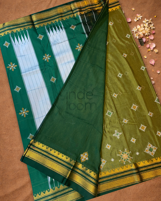 Ilkal Saree in Hunter Green