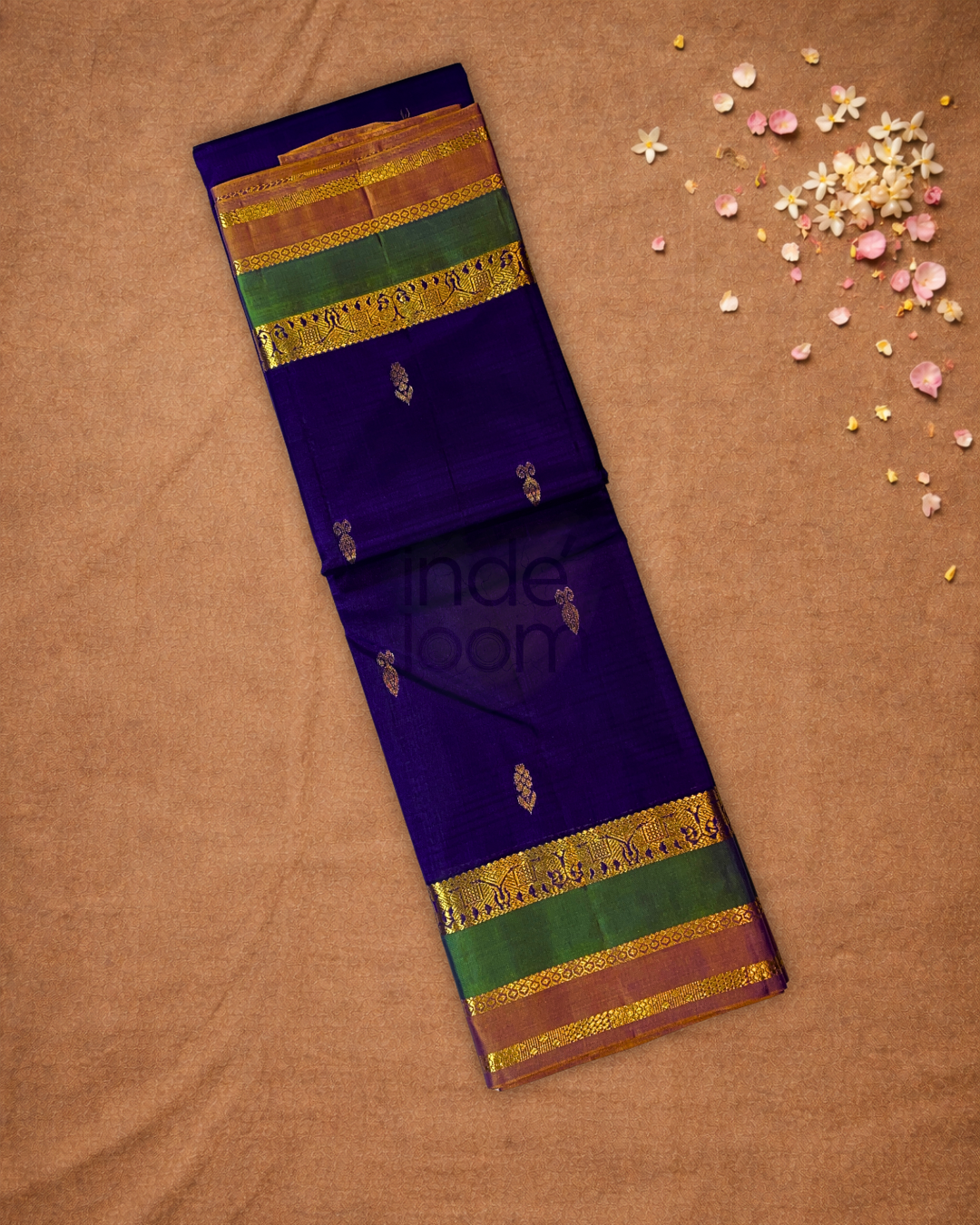 Handloom Kanjivaram Silk Saree  |  Indigo Purple