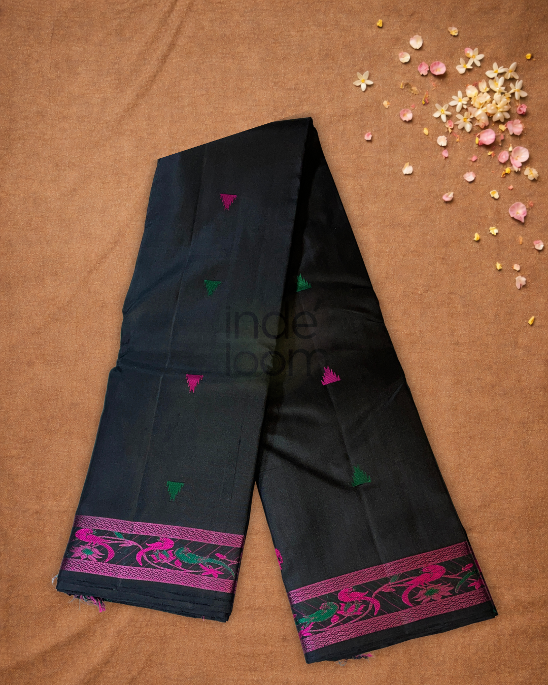 Silk Mark Certified Handloom Kanjivaram Silk Saree  |  Midnight Black