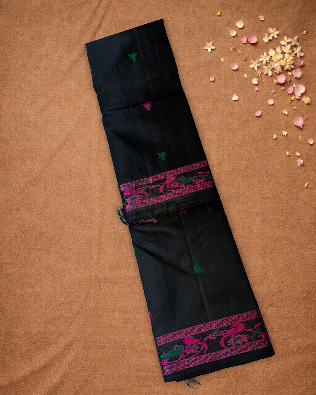 Silk Mark Certified Handloom Kanjivaram Silk Saree  |  Midnight Black