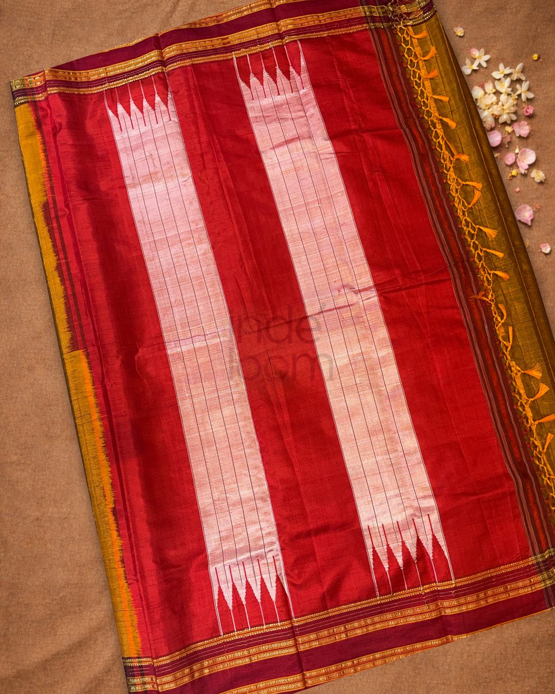 Traditional Ilkal Cotton Silk Viscose Saree  |  Mustard Yellow