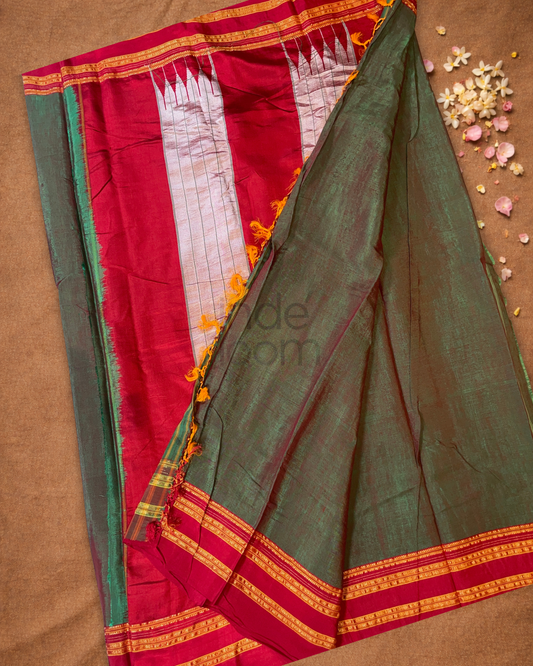 Ilkal Saree in Kakhi Green