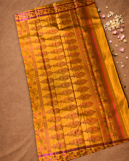 Kanjivaram Saree With Mustard Yellow