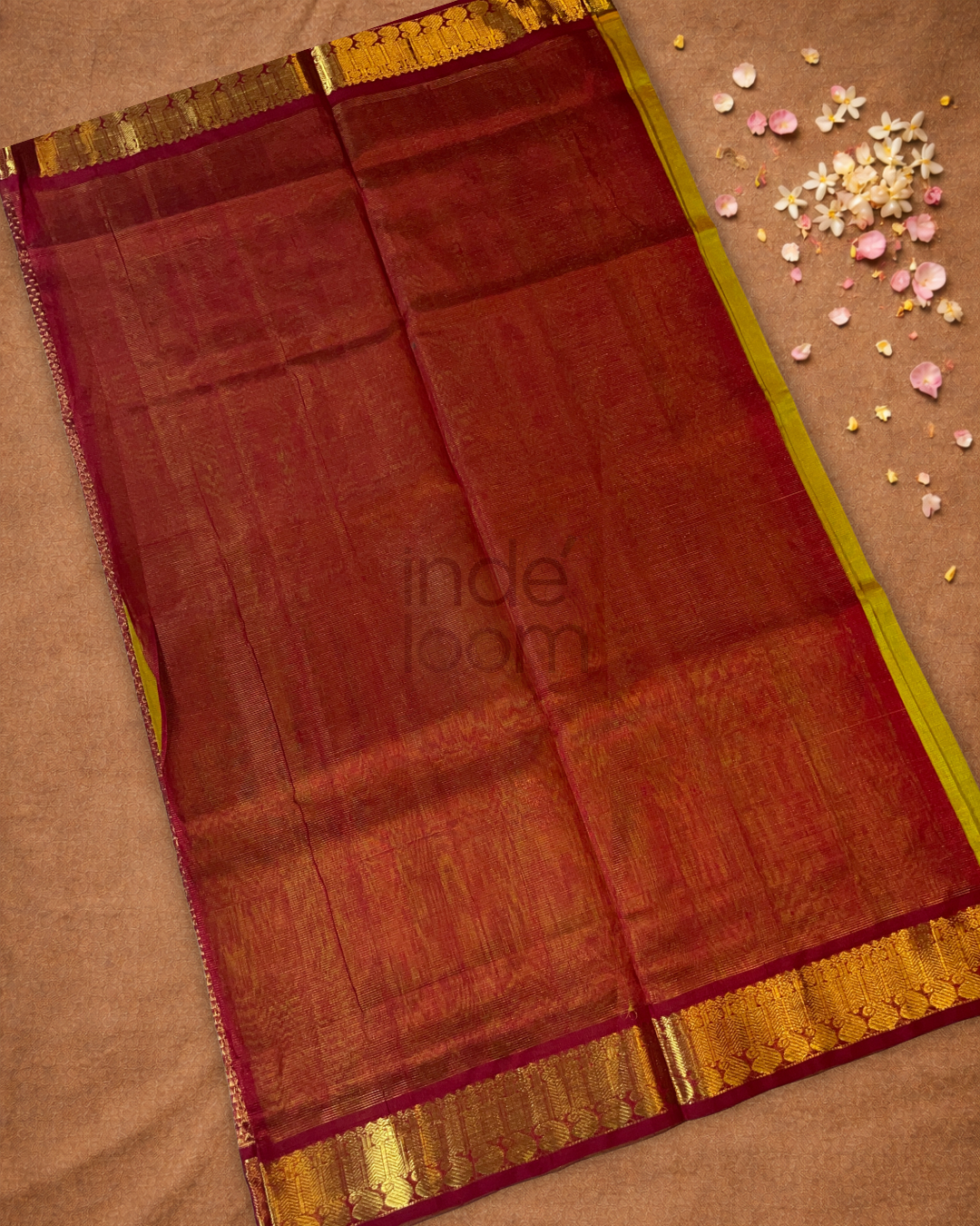 Handloom Korvai Silk Cotton Saree  |  Lime Green