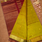 Handloom Korvai Silk Cotton Saree  |  Lime Green