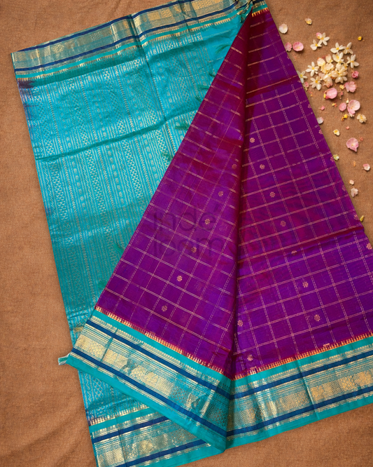 Pure Handloom Korvai Saree |  Voilet Purple