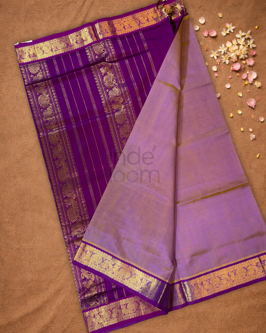 Pure Handloom Korvai Saree | Plum Purple
