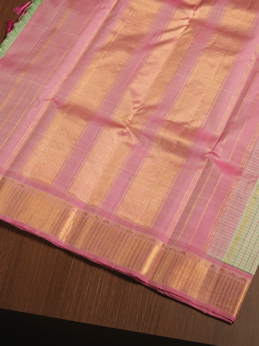 Silk Mark Certified Handloom Kanjivaram Silk Saree  |  Khaki Green