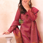 Dusty Maroon | Handloom Jamdani Linen Unstitched 2-Piece Kurti | Benaras Design