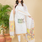 Soft White | Handloom Jamdani Muslin Unstitched 2-Piece Kurti | Paithani Design
