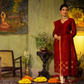 Handwoven Jamdani Linen Cotton Kurti  |  Burgundy Red