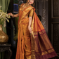 Pure Handloom Korvai Saree | Golden Orange