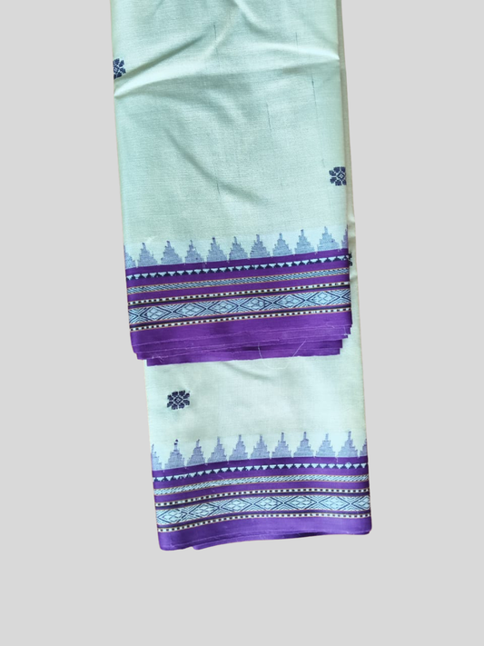 Grape Purple Handloom Vidarbha Tussar Silk Saree with Multicolor Contrast Border -006