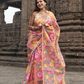 Hand Made Jamdani Saree With Coral Orange- 060