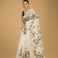 Kota Doria Handpainted Saree With Pearl White - 007 - indeloom
