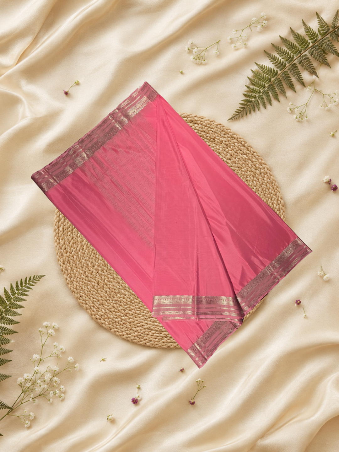 Mysore Silk Saree With Baby Pink