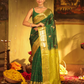 Pure Handloom Korvai Saree | Teal Peacock and Dark Green
