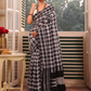 Ilkal Saree in Black and White Checks - 006