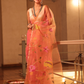 Handwoven Pure Jamdani Muslin Saree  |  Fire Orange