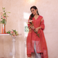 Lava Red | Handloom Jamdani Linen Unstitched 2-Piece Kurti