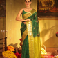 Handloom Korvai Silk Cotton Saree  |  Deep Teal