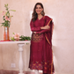 Dark Ruby | Handloom Jamdani Linen Unstitched 2-Piece Kurti