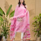 Rose Pink Jamdani 2-Piece Set Kurti & Dupatta (UNSTITCHED) -692