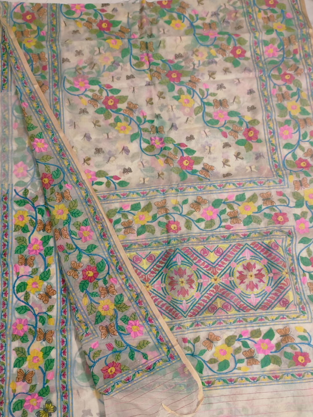 Handwoven Pure Jamdani Cotton Saree  |  Coffee Brown