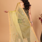 Pure Handloom Muslin Jamdani Dupatta With Pale Yellow  - 001