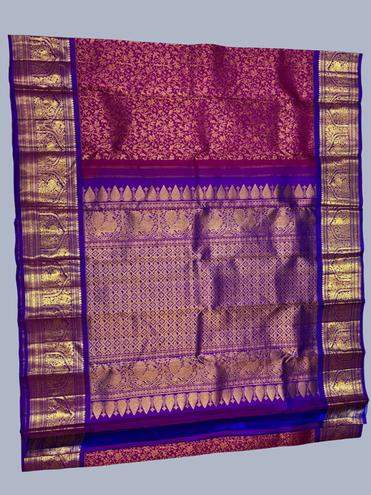 Pure Handwoven Gadwal Silk Saree With Magenta Pink - 029