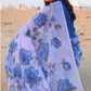 Blossom of Blue Roses-Organza Hand-painted Saree-004