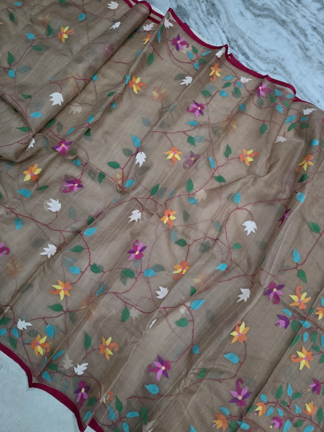 Handwoven Pure Handwoven Pure Muslin Saree |  Brown