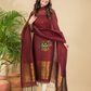 Mahogany Wine | Handloom Jamdani Muslin Unstitched 2-Piece Kurti | Classic Design