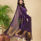 Midnight Plum | Handloom Jamdani Muslin Unstitched 2-Piece Kurti | Classic Design