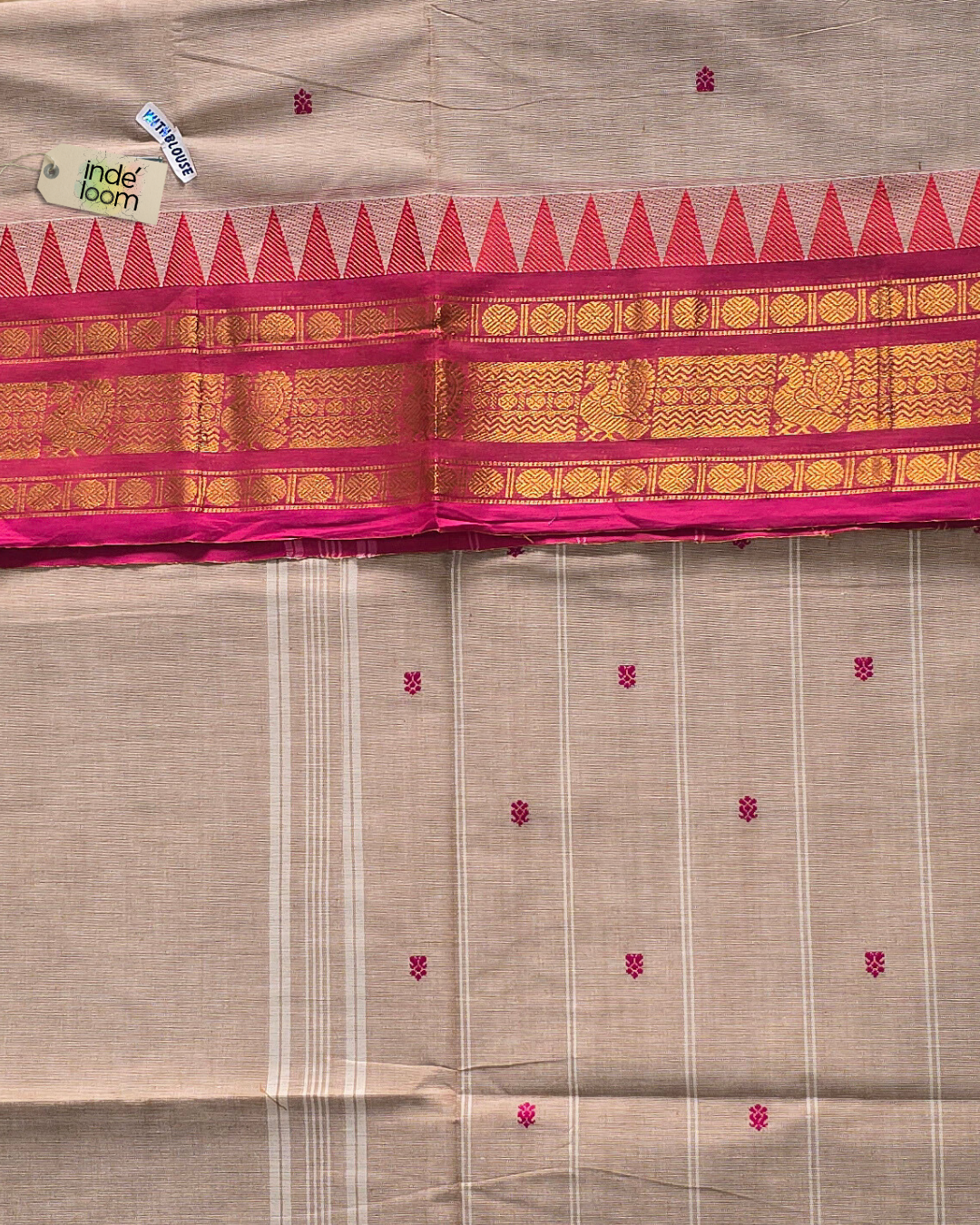 Kanchi Cotton|Cream & Pink
