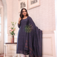 Slate Blue Grey | Handloom Jamdani Cotton Unstitched 2-Piece Kurti | Bhujodi Design